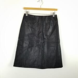 Barney’s New York Co-Op Black Lamb Leather Skirt Pencil Size Small